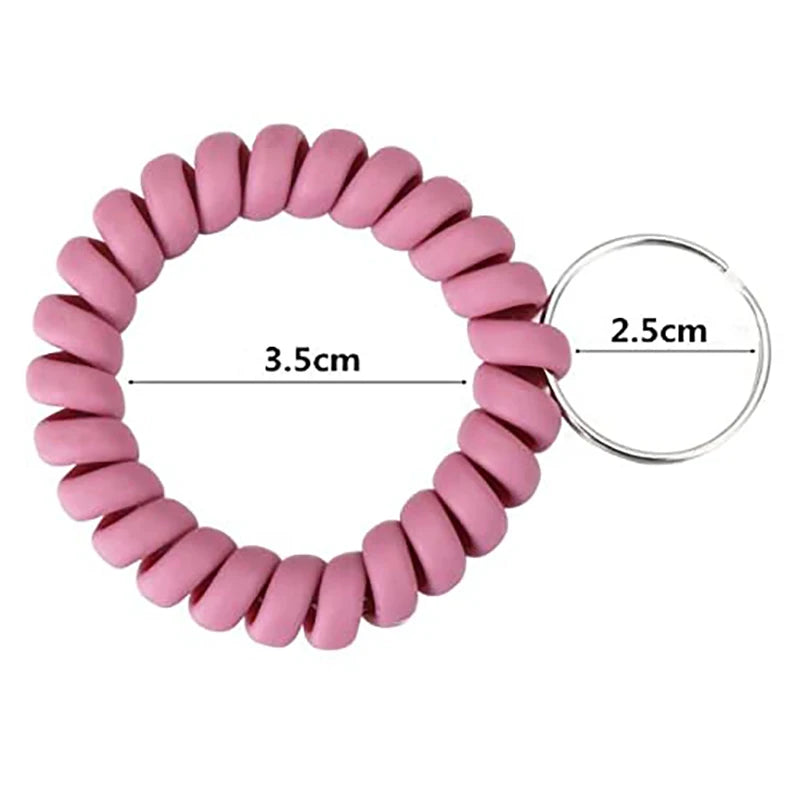 Stretchable Wristband Wristlet Keychain Spring Flexible Spiral Wrist Band Bracelet Key Holder for Gym Pool ID Badge Sports