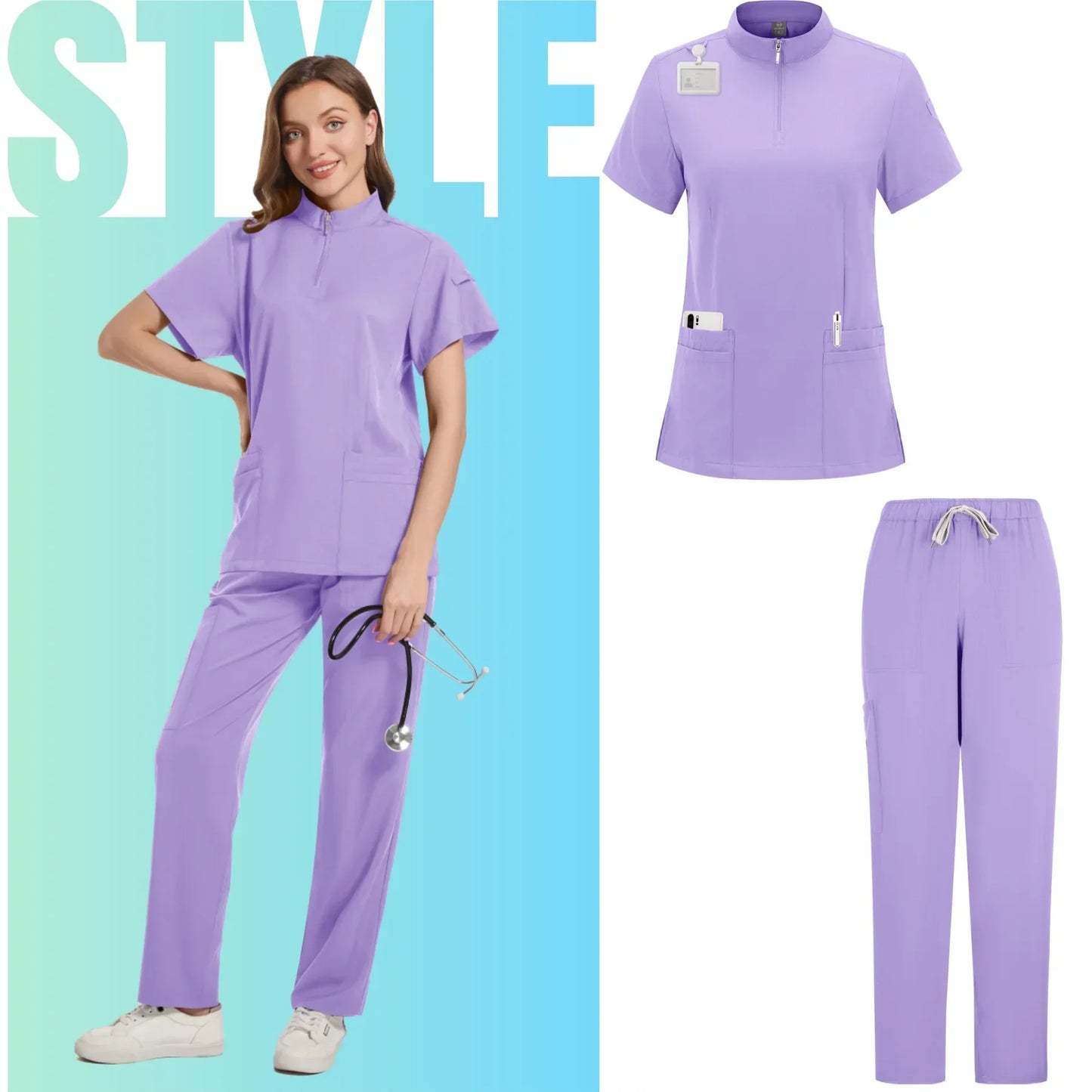 Women Scrubs Nurse Accessories Medical Uniform Unisex Slim Fit Comfort Clinical Women Operating Room Work Uniform Jogger Suit