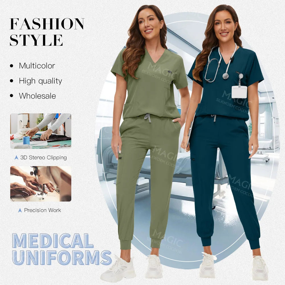 Tooth Check Doctor Workwear Hospital Medical Uniforms Unisex Pet Grooming Work Clothes Lab Uniform Jogger Suit Nurse Accessories