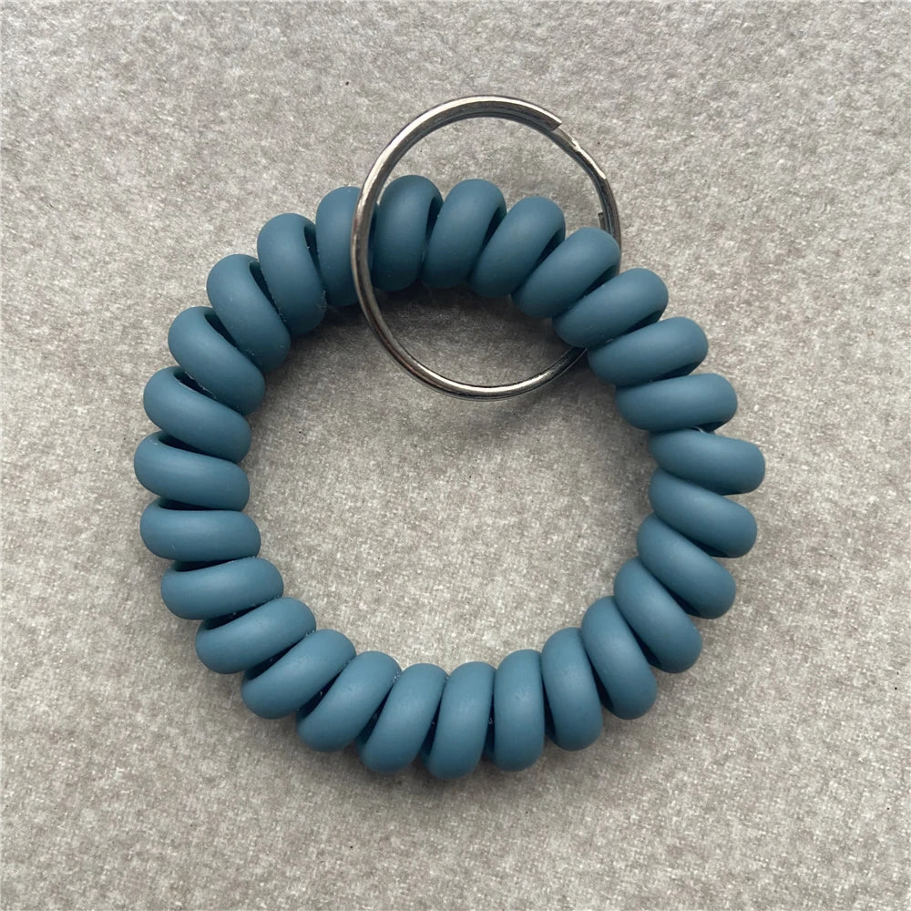 Stretchable Wristband Wristlet Keychain Spring Flexible Spiral Wrist Band Bracelet Key Holder for Gym Pool ID Badge Sports