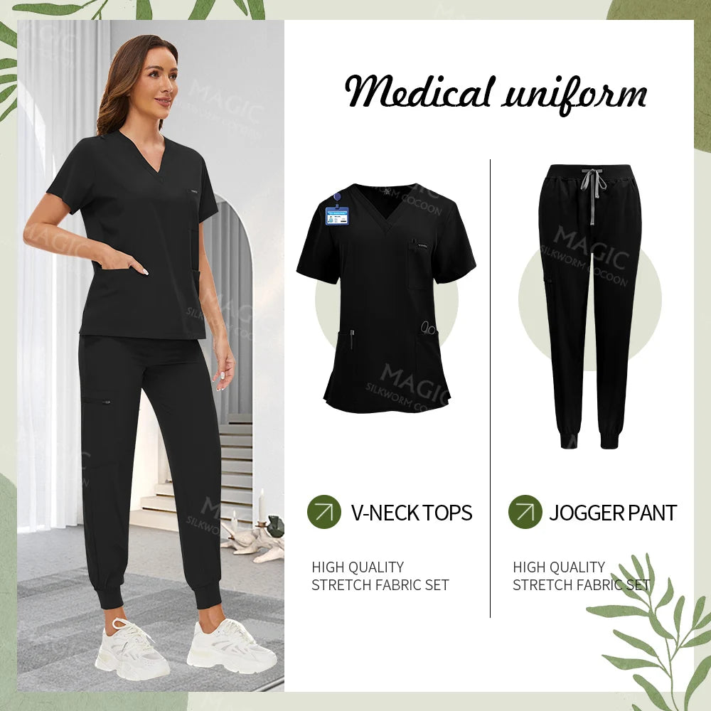 Tooth Check Doctor Workwear Hospital Medical Uniforms Unisex Pet Grooming Work Clothes Lab Uniform Jogger Suit Nurse Accessories