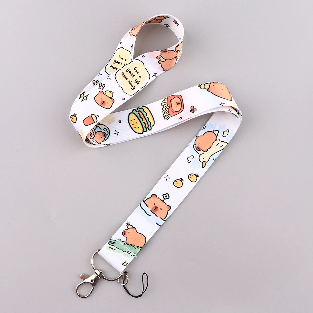 Cartoon Capybara Credential Holder Keychain Cute Lanyards for Keys Badge ID Mobile Phone Rope Neck Straps Accessories Kids Gift
