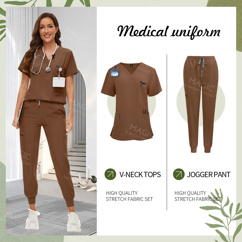 Tooth Check Doctor Workwear Hospital Medical Uniforms Unisex Pet Grooming Work Clothes Lab Uniform Jogger Suit Nurse Accessories