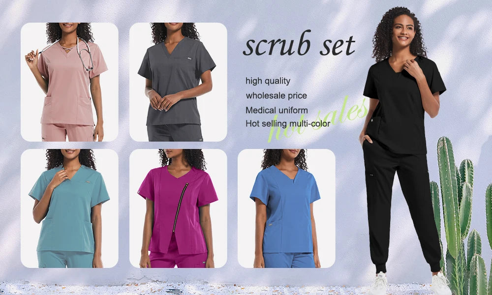 Doctor Nurse Medical Uniforms Shirt Scrubs Women Jogger Set Hospital Accessories Operating Room Surgical Gowns Mens Workwear New
