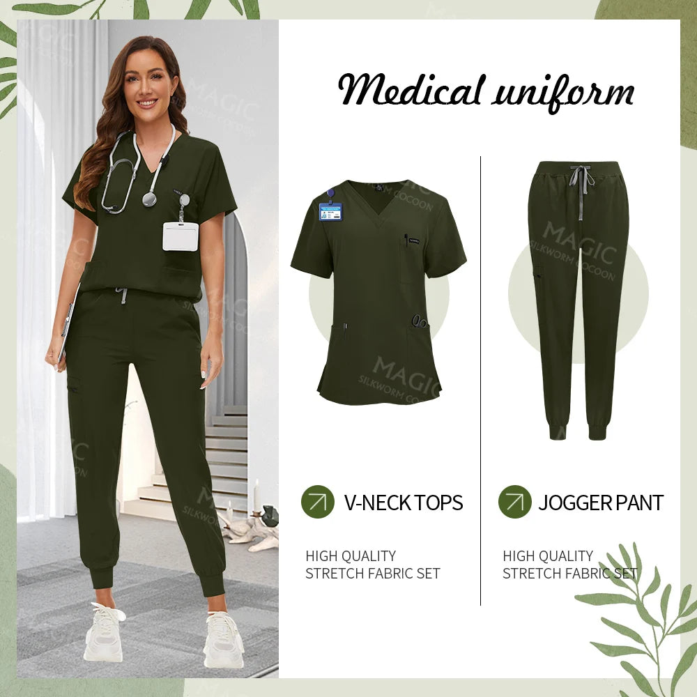 Tooth Check Doctor Workwear Hospital Medical Uniforms Unisex Pet Grooming Work Clothes Lab Uniform Jogger Suit Nurse Accessories