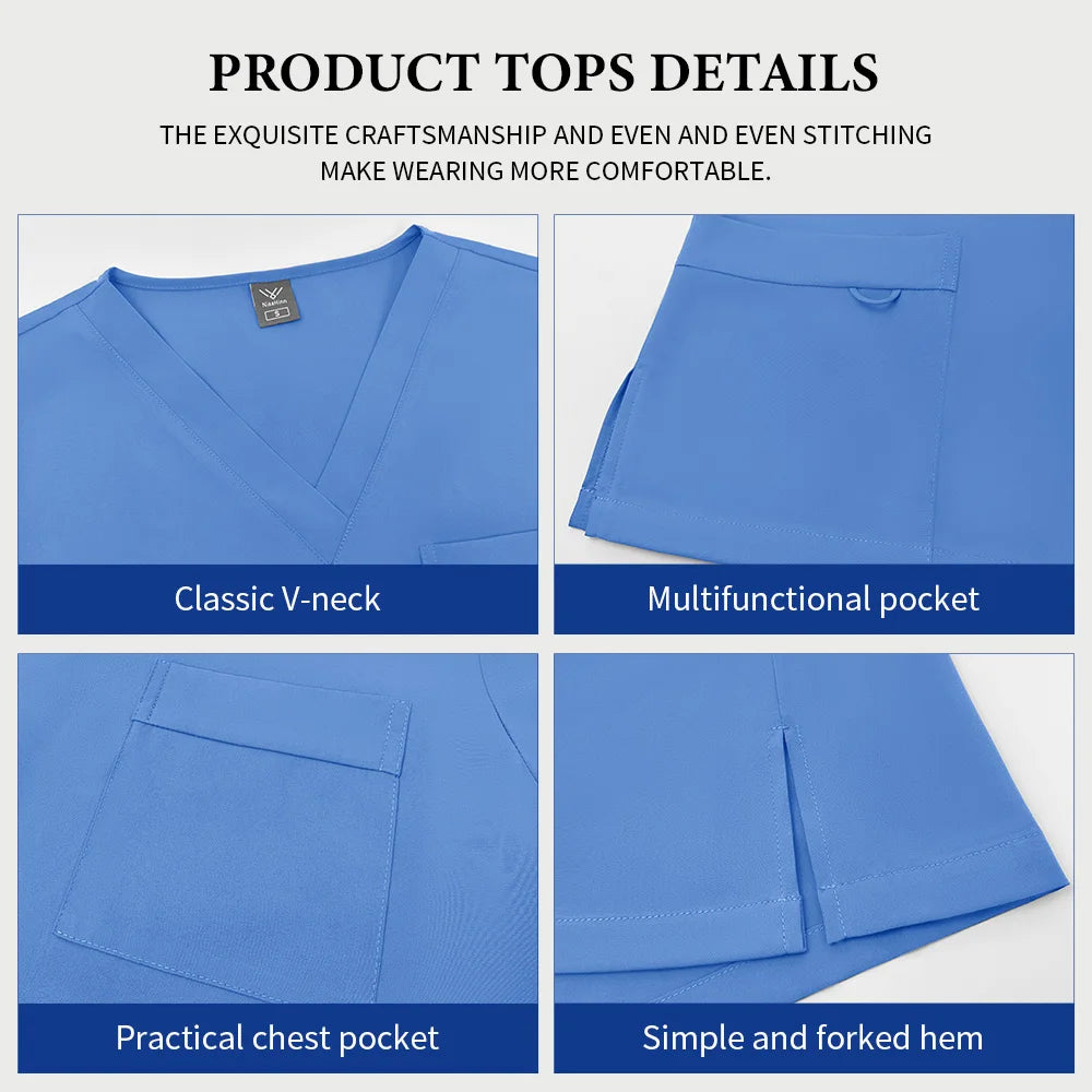 Wholesale Pharmacy Work Suit Hospital Pet Grooming Working Clothes Scrub Tops Pant Nurse Doctor Surgical Uniform Women Scrub Set