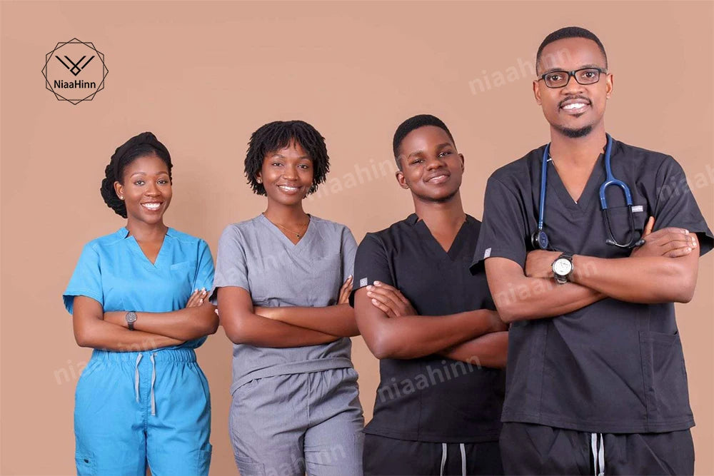 Niaahinn Medical Scrub Uniform Set Nursing Hospital Short Sleeves Top Pants Sets Nurse Uniform Fit Wholesale Spandex Scrubs Suit