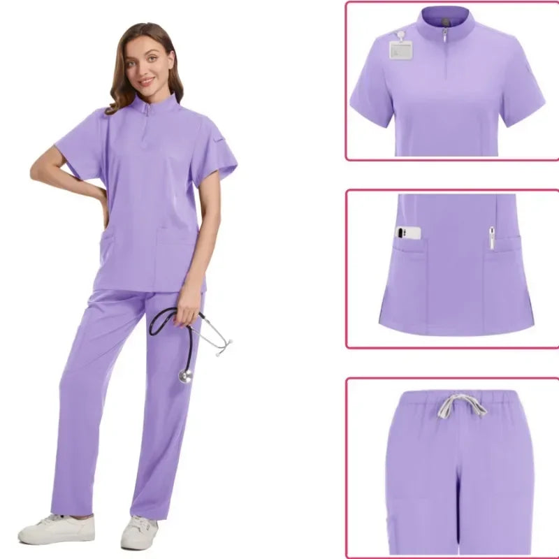Women Scrubs Nurse Accessories Medical Uniform Unisex Slim Fit Comfort Clinical Women Operating Room Work Uniform Jogger Suit