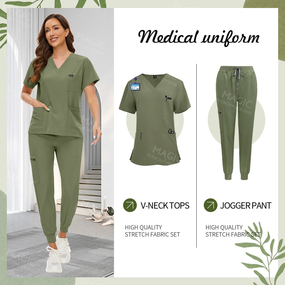 Tooth Check Doctor Workwear Hospital Medical Uniforms Unisex Pet Grooming Work Clothes Lab Uniform Jogger Suit Nurse Accessories
