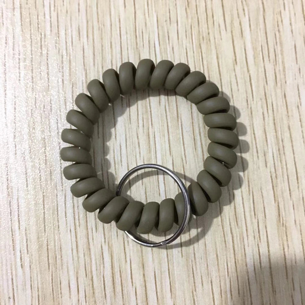 Stretchable Wristband Wristlet Keychain Spring Flexible Spiral Wrist Band Bracelet Key Holder for Gym Pool ID Badge Sports