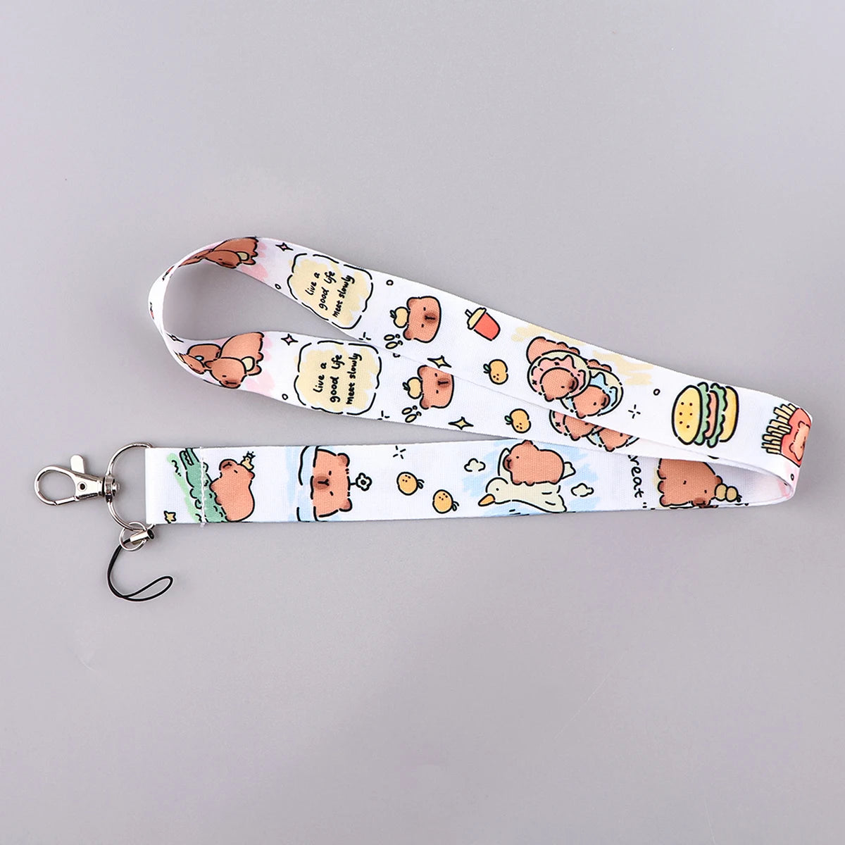 Cartoon Capybara Credential Holder Keychain Cute Lanyards for Keys Badge ID Mobile Phone Rope Neck Straps Accessories Kids Gift