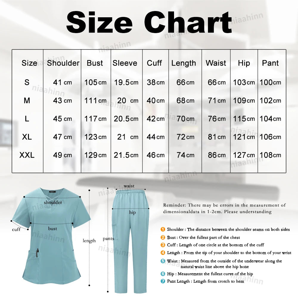 Niaahinn Medical Scrub Uniform Set Nursing Hospital Short Sleeves Top Pants Sets Nurse Uniform Fit Wholesale Spandex Scrubs Suit