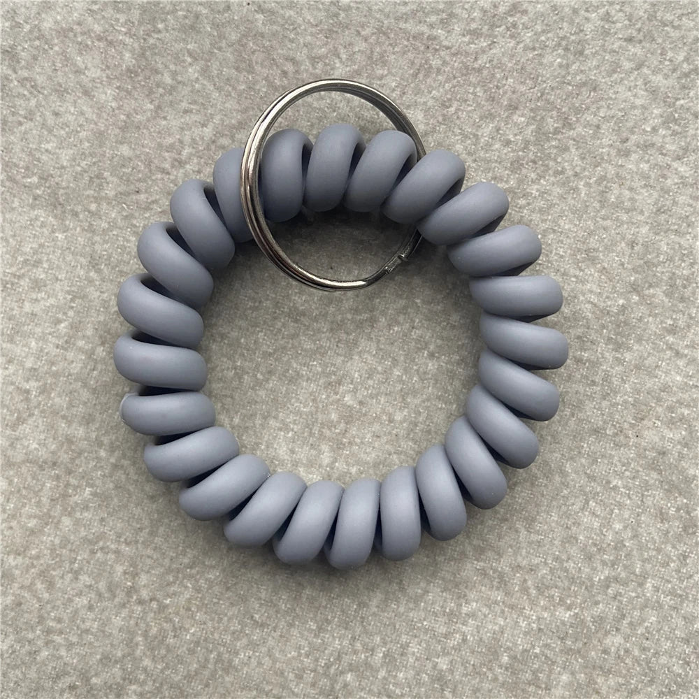 Stretchable Wristband Wristlet Keychain Spring Flexible Spiral Wrist Band Bracelet Key Holder for Gym Pool ID Badge Sports