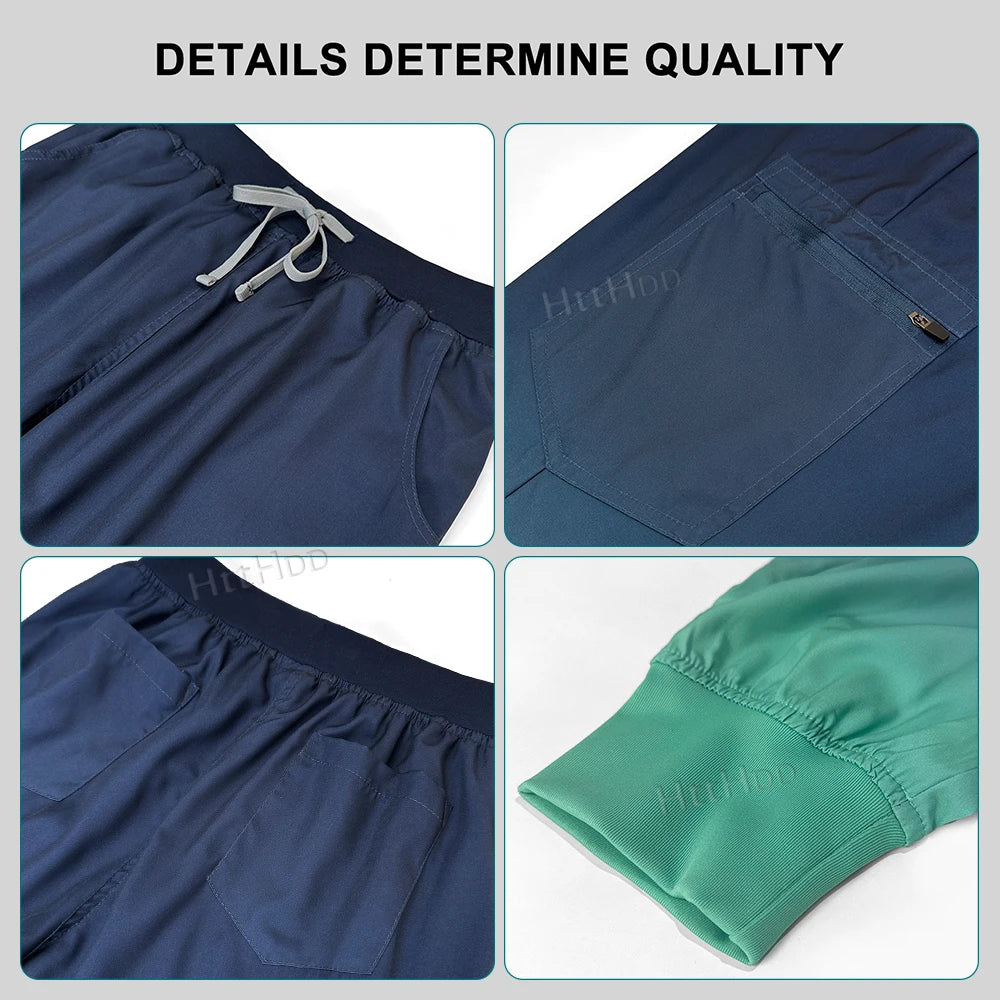 Scrubs Hospital Uniforms Women Medical Scrub Set Nurse Short Sleeve Top Joggers Scrub Suit Spa Nursing Wear Stretch Slim Uniform