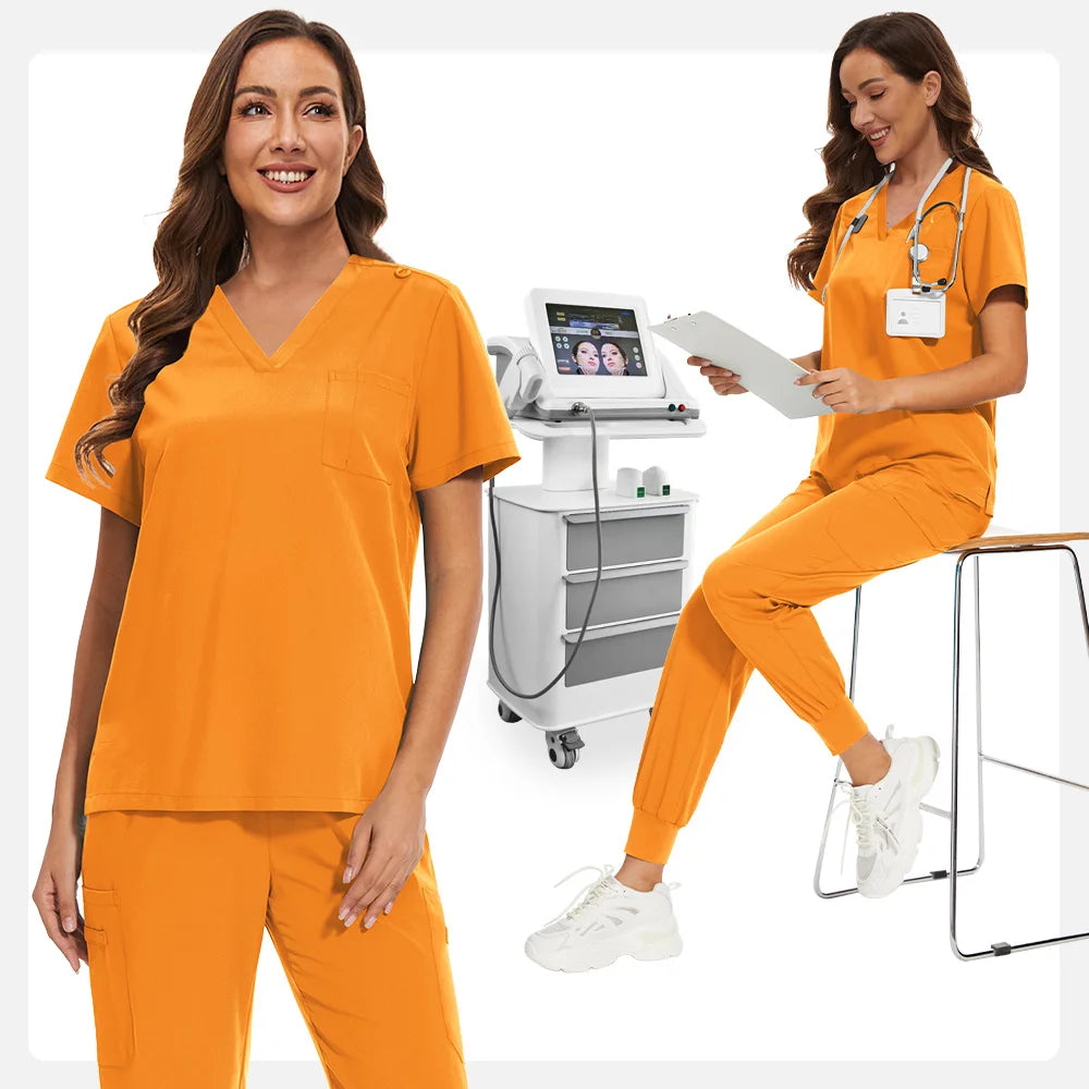 Niaahinn Nurse Surgical Scrub Suit Men Women Unisex Doctor Medical Hospital Uniform Top Jogger Pants Veterinary Nursing Uniforms