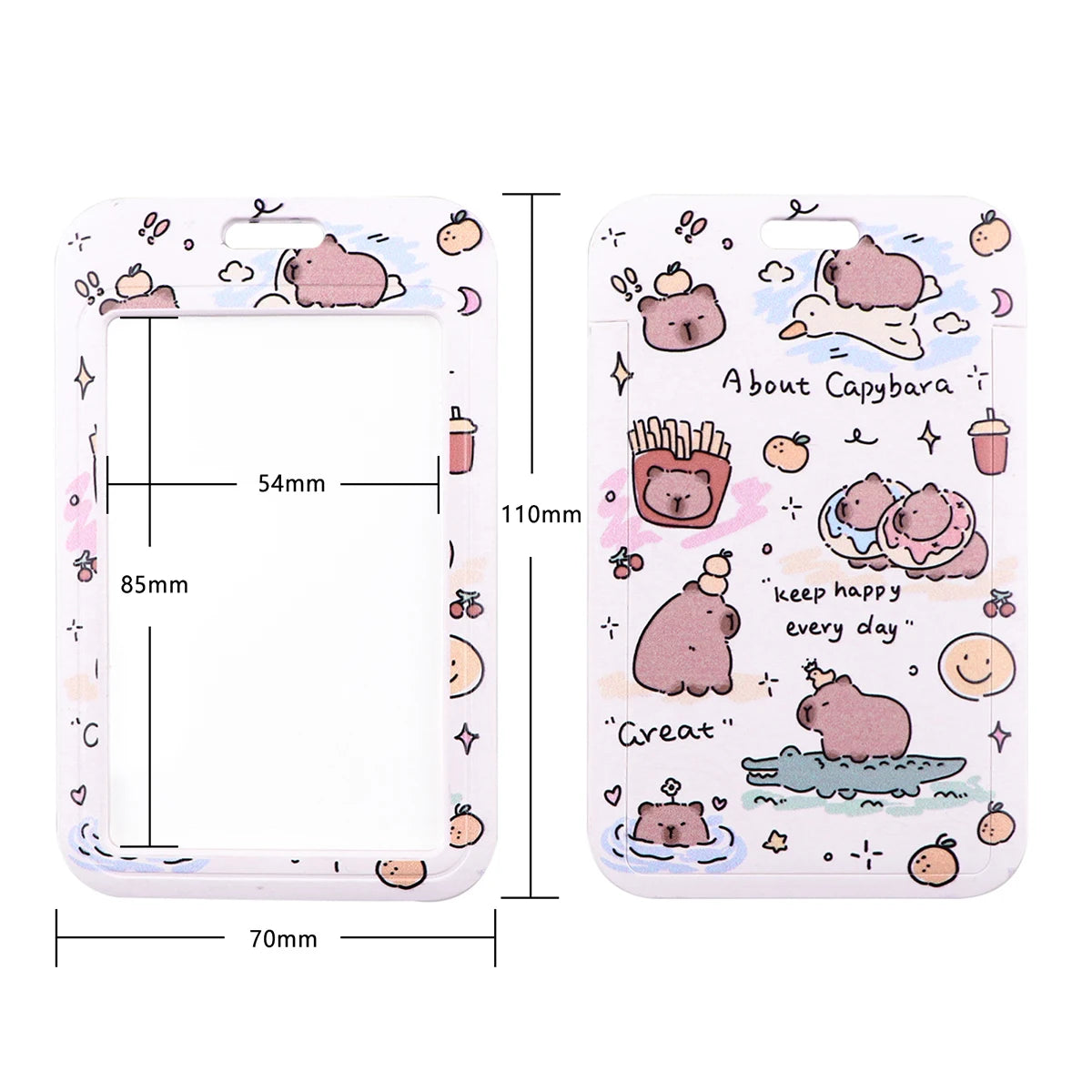 Cartoon Capybara Credential Holder Keychain Cute Lanyards for Keys Badge ID Mobile Phone Rope Neck Straps Accessories Kids Gift
