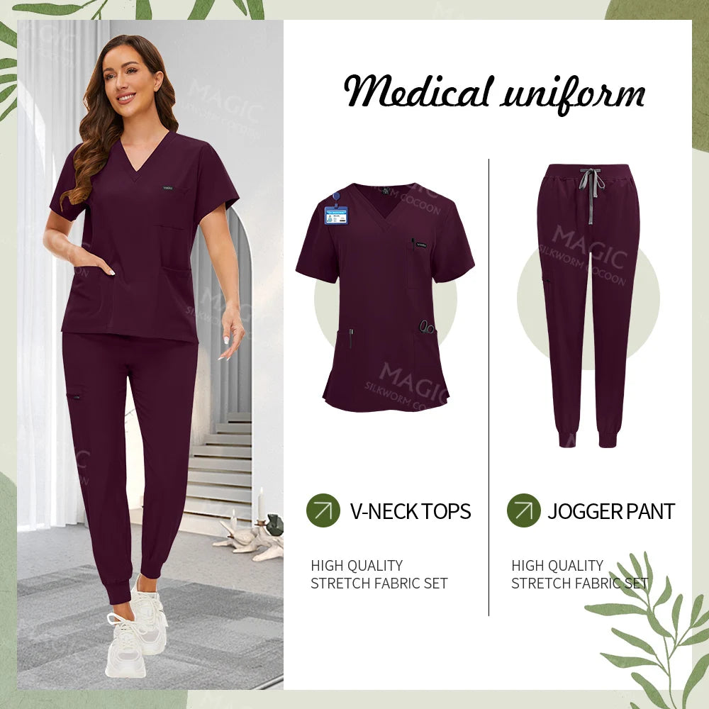 Tooth Check Doctor Workwear Hospital Medical Uniforms Unisex Pet Grooming Work Clothes Lab Uniform Jogger Suit Nurse Accessories