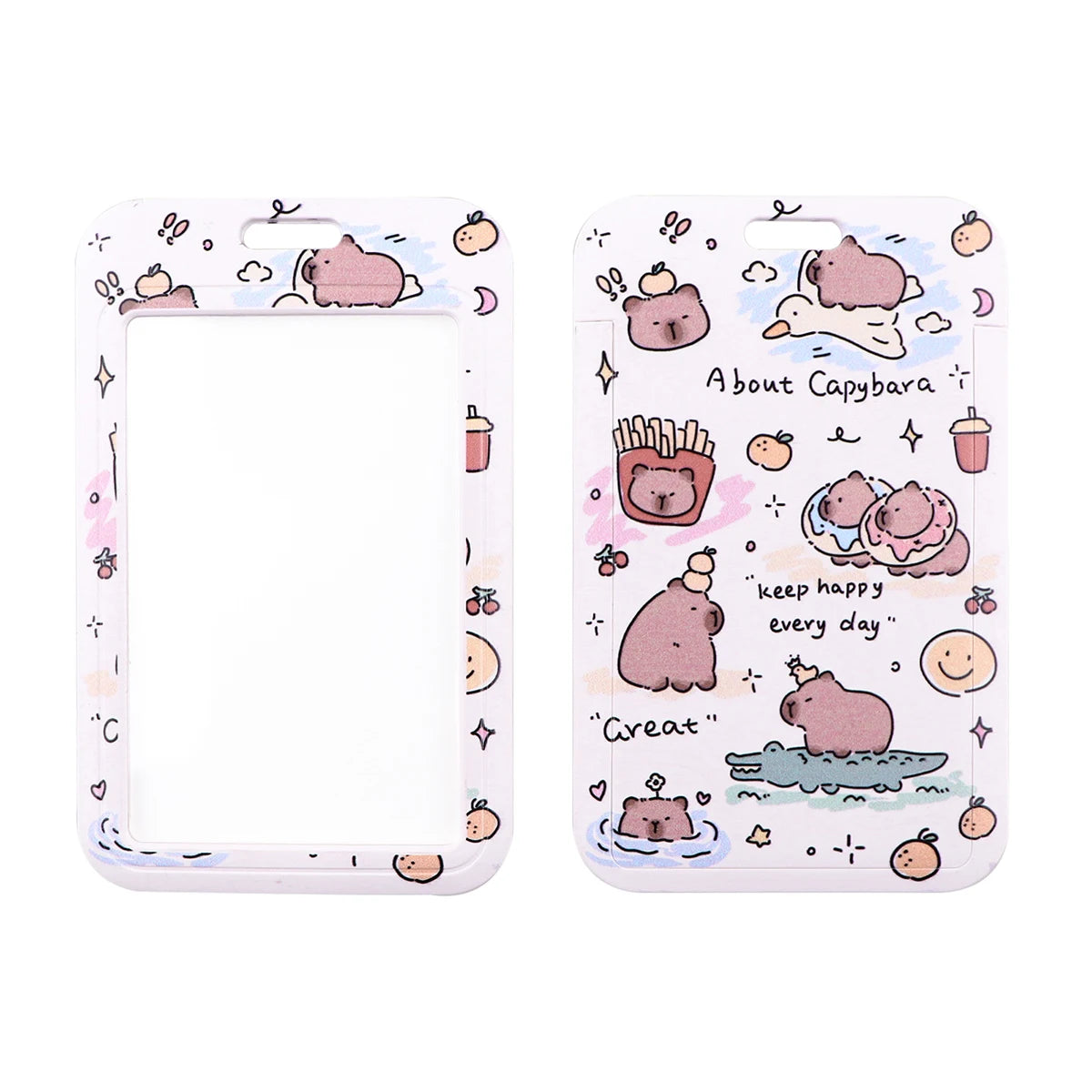 Cartoon Capybara Credential Holder Keychain Cute Lanyards for Keys Badge ID Mobile Phone Rope Neck Straps Accessories Kids Gift