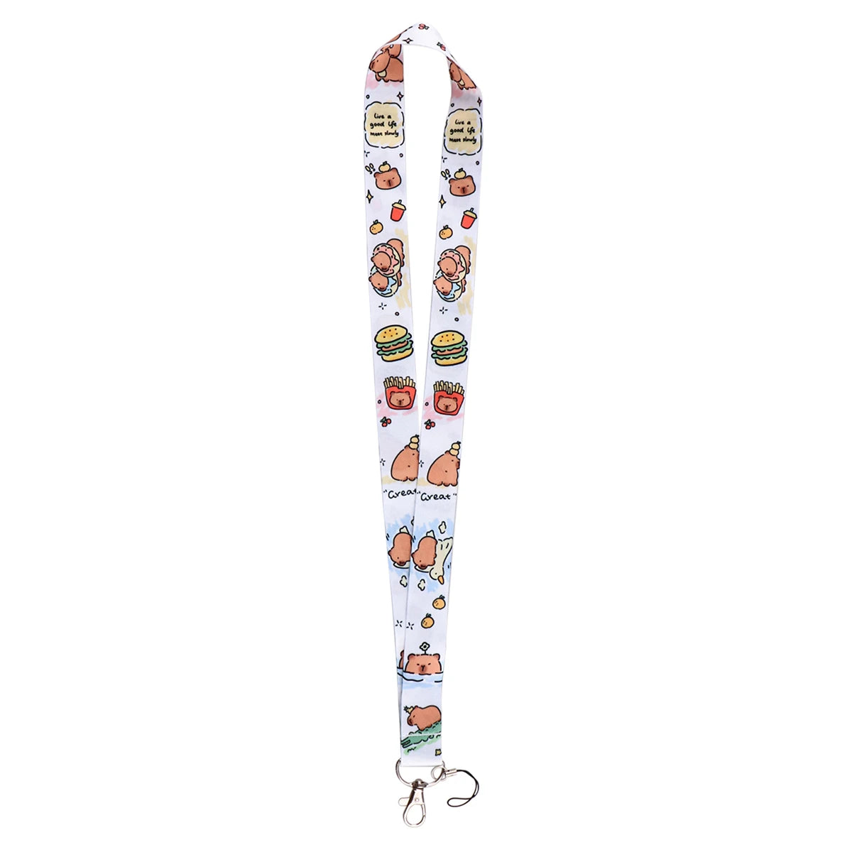 Cartoon Capybara Credential Holder Keychain Cute Lanyards for Keys Badge ID Mobile Phone Rope Neck Straps Accessories Kids Gift