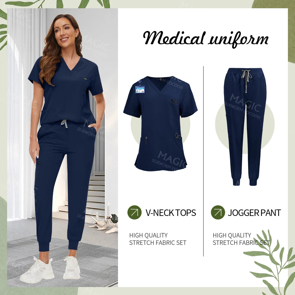 Tooth Check Doctor Workwear Hospital Medical Uniforms Unisex Pet Grooming Work Clothes Lab Uniform Jogger Suit Nurse Accessories