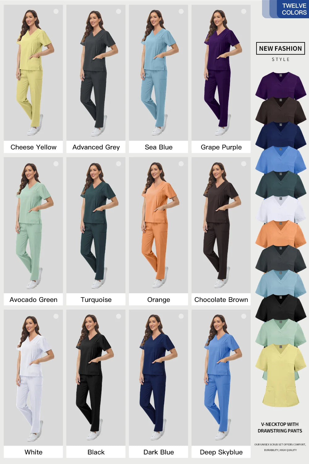 Wholesale Pharmacy Work Suit Hospital Pet Grooming Working Clothes Scrub Tops Pant Nurse Doctor Surgical Uniform Women Scrub Set