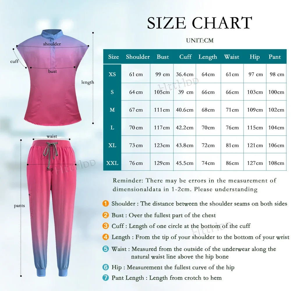 Scrubs Hospital Uniforms Women Medical Scrub Set Nurse Short Sleeve Top Joggers Scrub Suit Spa Nursing Wear Stretch Slim Uniform