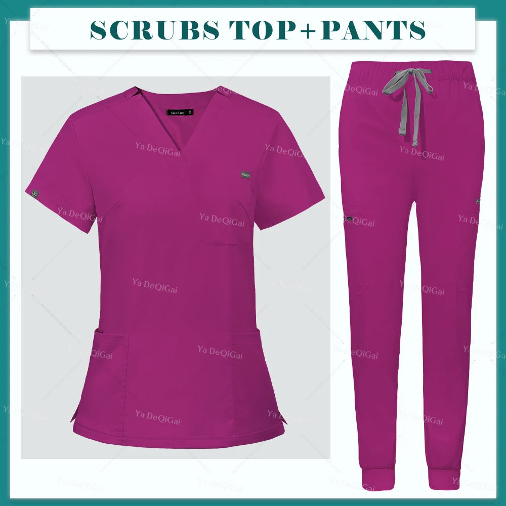 Purple Operating Room Clothes Medical Uniforms Scrubs Set Hospital Working Scrubs Set Medical Nurse Dental Surgery Suit Workwear