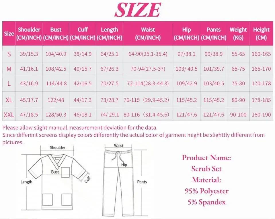 Women Scrubs Nurse Accessories Medical Uniform Unisex Slim Fit Comfort Clinical Women Operating Room Work Uniform Jogger Suit