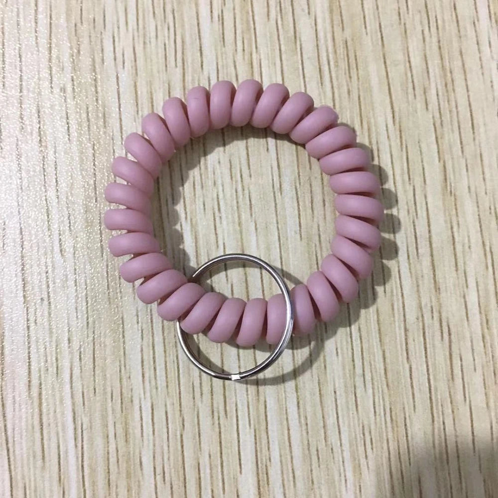 Stretchable Wristband Wristlet Keychain Spring Flexible Spiral Wrist Band Bracelet Key Holder for Gym Pool ID Badge Sports