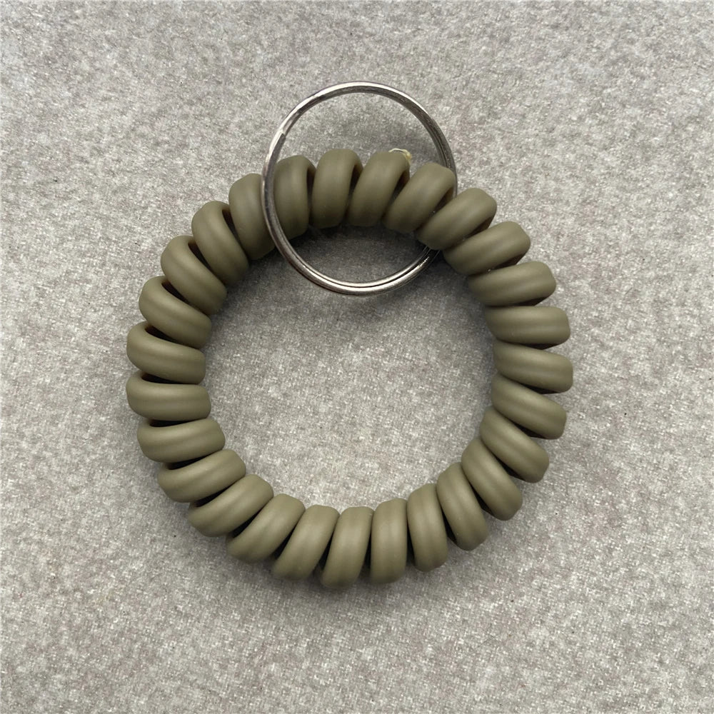 Stretchable Wristband Wristlet Keychain Spring Flexible Spiral Wrist Band Bracelet Key Holder for Gym Pool ID Badge Sports
