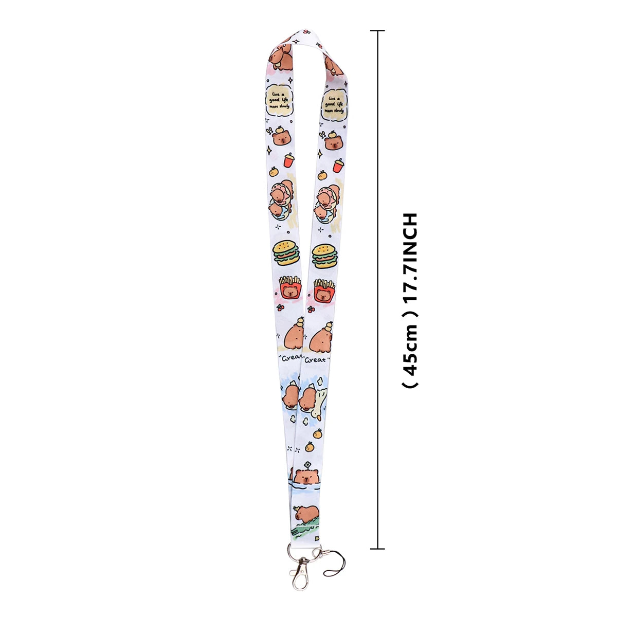 Cartoon Capybara Credential Holder Keychain Cute Lanyards for Keys Badge ID Mobile Phone Rope Neck Straps Accessories Kids Gift