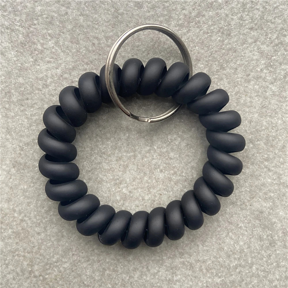 Stretchable Wristband Wristlet Keychain Spring Flexible Spiral Wrist Band Bracelet Key Holder for Gym Pool ID Badge Sports
